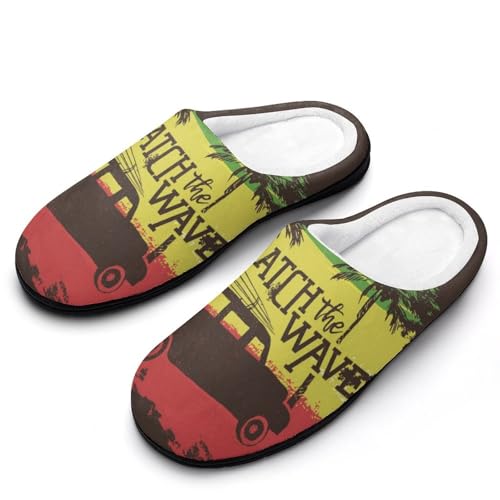 MQPYWLH Retro-Auto Hausschuhe Damen Warme Kunstwolle Memory Foam Slippers Rutschfeste Pantoffeln von MQPYWLH