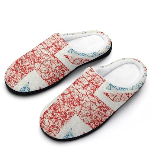 MQPYWLH Retro-Flagge Hausschuhe Damen Warme Kunstwolle Memory Foam Slippers Rutschfeste Pantoffeln von MQPYWLH
