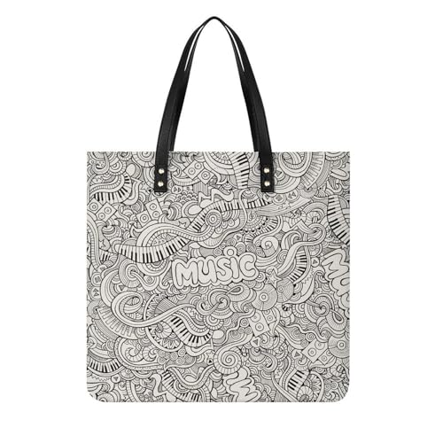 MQPYWLH Retro-Musik Damen Shopper Handtasche Umhängetasche Schultertasche Für Büro Schule Einkauf 39x39cm von MQPYWLH