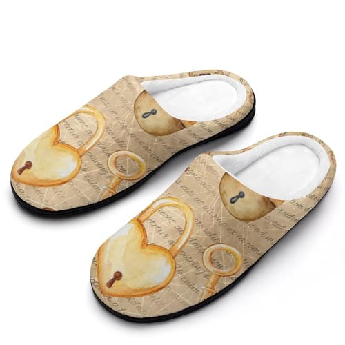 MQPYWLH Retro-Schlüssel Mit Schloss Hausschuhe Damen Warme Kunstwolle Memory Foam Slippers Rutschfeste Pantoffeln MQPYWLH Retro-Schlüssel Mit Schloss Hausschuhe Damen Warme Kunstwolle Memory Foam Slippers Rutschfeste Pantoffeln von MQPYWLH