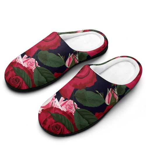 MQPYWLH Rosa Rote Rose Hausschuhe Damen Warme Kunstwolle Memory Foam Slippers Rutschfeste Pantoffeln MQPYWLH Rosa Rote Rose Hausschuhe Damen Warme Kunstwolle Memory Foam Slippers Rutschfeste Pantoffeln von MQPYWLH