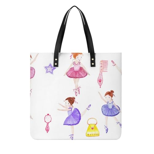 MQPYWLH Rosa Tanzendes Mädchen Damen Shopper Handtasche Umhängetasche Schultertasche Für Büro Schule Einkauf 39x39cm von MQPYWLH
