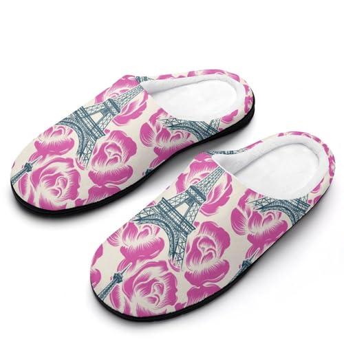 MQPYWLH Rose Eiffelturm Hausschuhe Damen Warme Kunstwolle Memory Foam Slippers Rutschfeste Pantoffeln MQPYWLH Rose Eiffelturm Hausschuhe Damen Warme Kunstwolle Memory Foam Slippers Rutschfeste Pantoffeln von MQPYWLH