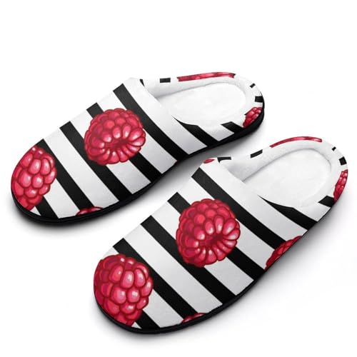 MQPYWLH Rote Himbeere Hausschuhe Damen Warme Kunstwolle Memory Foam Slippers Rutschfeste Pantoffeln von MQPYWLH