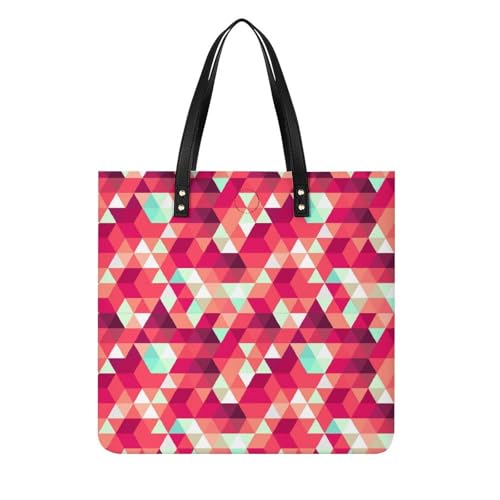 MQPYWLH Rotes Geometrisches Damen Shopper Handtasche Umhängetasche Schultertasche Für Büro Schule Einkauf 39x39cm von MQPYWLH