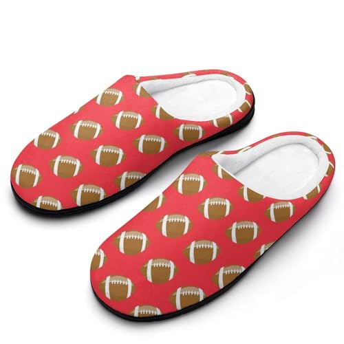 MQPYWLH Rugby Rot Hausschuhe Damen Warme Kunstwolle Memory Foam Slippers Rutschfeste Pantoffeln von MQPYWLH
