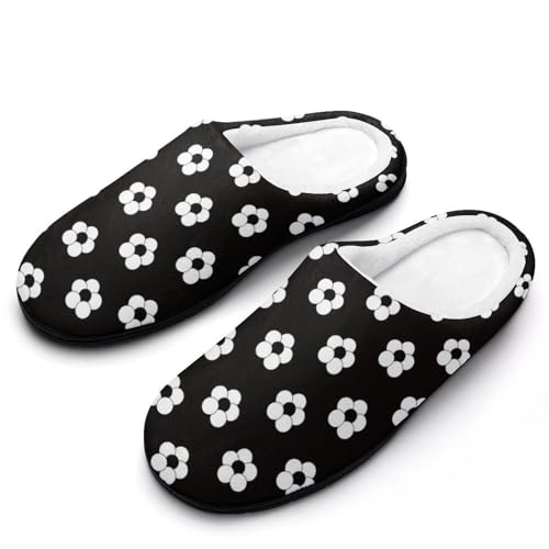 MQPYWLH Schwarz-Weiße Blumen Hausschuhe Damen Warme Kunstwolle Memory Foam Slippers Rutschfeste Pantoffeln MQPYWLH Schwarz-Weiße Blumen Hausschuhe Damen Warme Kunstwolle Memory Foam Slippers Rutschfeste Pantoffeln von MQPYWLH