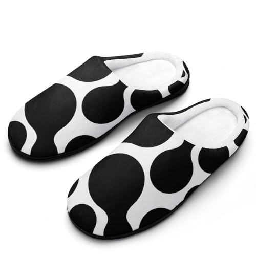 MQPYWLH Schwarz-Weiße Kuh Hausschuhe Damen Warme Kunstwolle Memory Foam Slippers Rutschfeste Pantoffeln von MQPYWLH