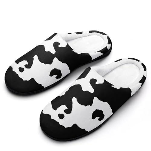 MQPYWLH Schwarz-Weißer Hausschuhe Damen Warme Kunstwolle Memory Foam Slippers Rutschfeste Pantoffeln von MQPYWLH