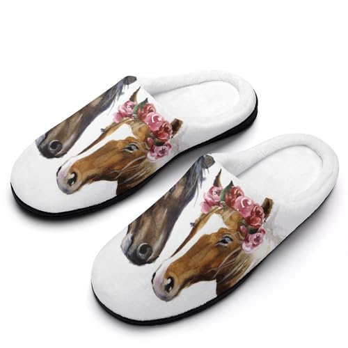 MQPYWLH Schwarzbraune Pferde Hausschuhe Damen Warme Kunstwolle Memory Foam Slippers Rutschfeste Pantoffeln MQPYWLH Schwarzbraune Pferde Hausschuhe Damen Warme Kunstwolle Memory Foam Slippers Rutschfeste Pantoffeln von MQPYWLH