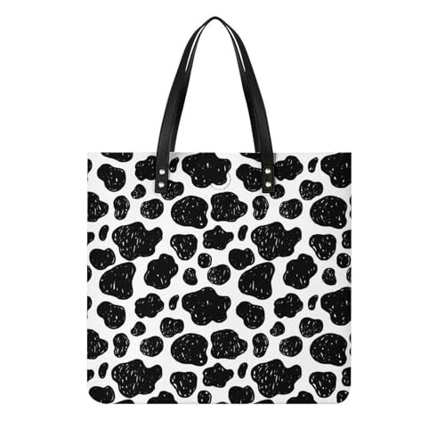 MQPYWLH Schwarzer Leopard Damen Shopper Handtasche Umhängetasche Schultertasche Für Büro Schule Einkauf 39x39cm von MQPYWLH