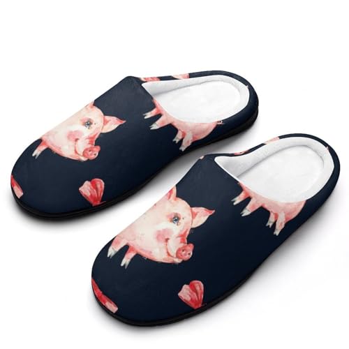 MQPYWLH Schwein Und Schleife Hausschuhe Damen Warme Kunstwolle Memory Foam Slippers Rutschfeste Pantoffeln von MQPYWLH