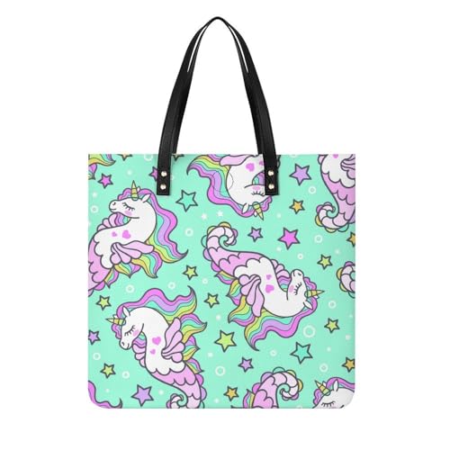 MQPYWLH Seepferdchen-Einhorn Damen Shopper Handtasche Umhängetasche Schultertasche Für Büro Schule Einkauf 39x39cm von MQPYWLH