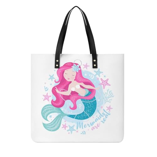 MQPYWLH Seestern Meerjungfrau Damen Shopper Handtasche Umhängetasche Schultertasche Für Büro Schule Einkauf 39x39cm MQPYWLH Seestern Meerjungfrau Damen Shopper Handtasche Umhängetasche Schultertasche Für Büro Schule Einkauf 39x39cm von MQPYWLH