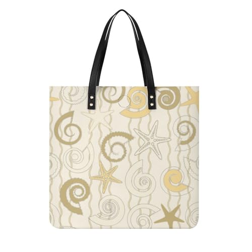 MQPYWLH Seestern-Muschel Damen Shopper Handtasche Umhängetasche Schultertasche Für Büro Schule Einkauf 39x39cm von MQPYWLH