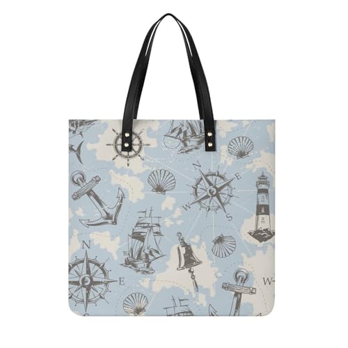 MQPYWLH Segelnder Kompass Damen Shopper Handtasche Umhängetasche Schultertasche Für Büro Schule Einkauf 39x39cm MQPYWLH Segelnder Kompass Damen Shopper Handtasche Umhängetasche Schultertasche Für Büro Schule Einkauf 39x39cm von MQPYWLH