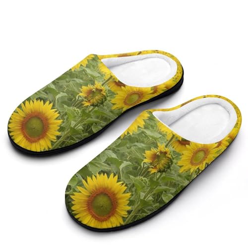 MQPYWLH Sonnenblume Golden Hausschuhe Damen Warme Kunstwolle Memory Foam Slippers Rutschfeste Pantoffeln von MQPYWLH