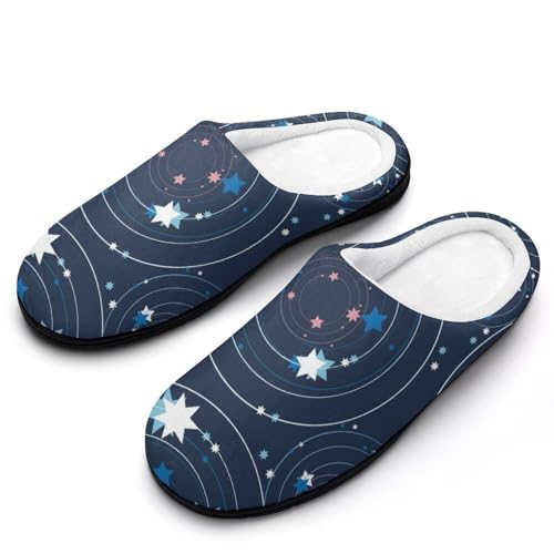 MQPYWLH Stern Planet Galaxie Hausschuhe Damen Warme Kunstwolle Memory Foam Slippers Rutschfeste Pantoffeln von MQPYWLH