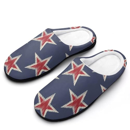 MQPYWLH Stern Rot Hausschuhe Damen Warme Kunstwolle Memory Foam Slippers Rutschfeste Pantoffeln von MQPYWLH