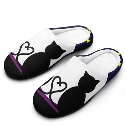 MQPYWLH Sternmondkatze Hausschuhe Damen Warme Kunstwolle Memory Foam Slippers Rutschfeste Pantoffeln MQPYWLH Sternmondkatze Hausschuhe Damen Warme Kunstwolle Memory Foam Slippers Rutschfeste Pantoffeln von MQPYWLH