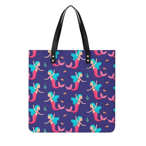 MQPYWLH Süße Meerjungfrau Damen Shopper Handtasche Umhängetasche Schultertasche Für Büro Schule Einkauf 39x39cm von MQPYWLH