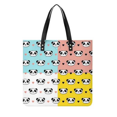 MQPYWLH Süßer Panda Damen Shopper Handtasche Umhängetasche Schultertasche Für Büro Schule Einkauf 39x39cm von MQPYWLH