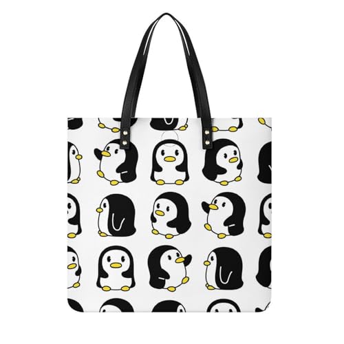 MQPYWLH Süßer Pinguin Damen Shopper Handtasche Umhängetasche Schultertasche Für Büro Schule Einkauf 39x39cm von MQPYWLH