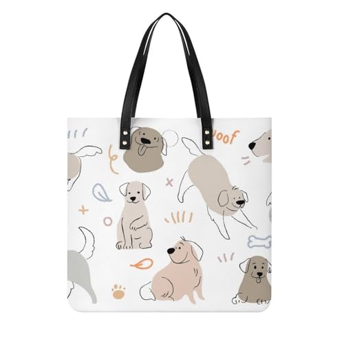 MQPYWLH Süßer Welpe Damen Shopper Handtasche Umhängetasche Schultertasche Für Büro Schule Einkauf 39x39cm von MQPYWLH