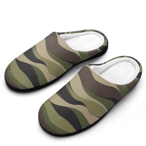 MQPYWLH Tarnmuster Hausschuhe Damen Warme Kunstwolle Memory Foam Slippers Rutschfeste Pantoffeln von MQPYWLH