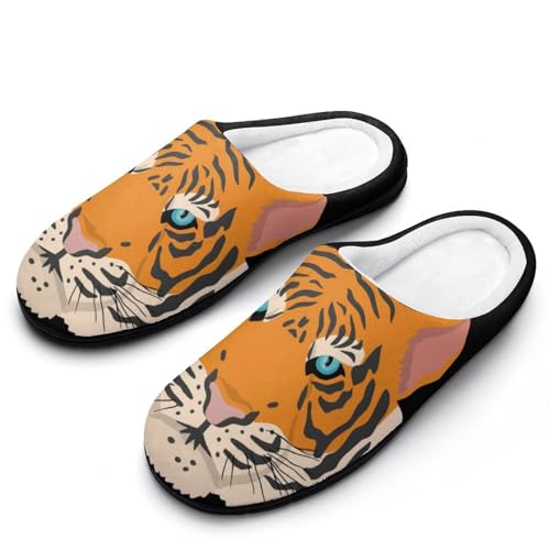 MQPYWLH Tiger Hausschuhe Damen Warme Kunstwolle Memory Foam Slippers Rutschfeste Pantoffeln von MQPYWLH