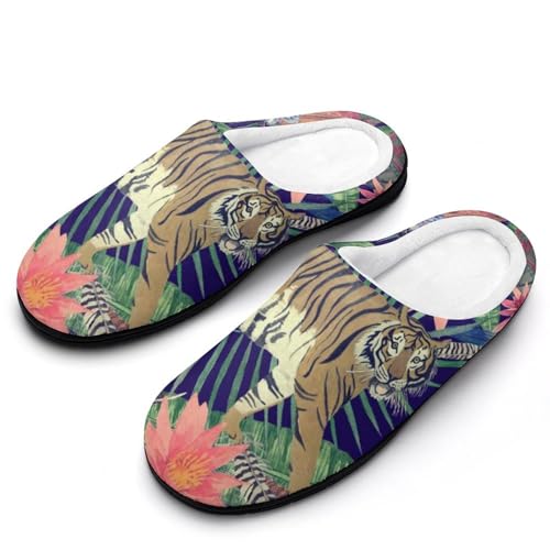 MQPYWLH Tigerblume Hausschuhe Damen Warme Kunstwolle Memory Foam Slippers Rutschfeste Pantoffeln MQPYWLH Tigerblume Hausschuhe Damen Warme Kunstwolle Memory Foam Slippers Rutschfeste Pantoffeln von MQPYWLH