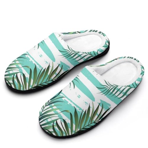 MQPYWLH Tropische Blumen Hausschuhe Damen Warme Kunstwolle Memory Foam Slippers Rutschfeste Pantoffeln von MQPYWLH