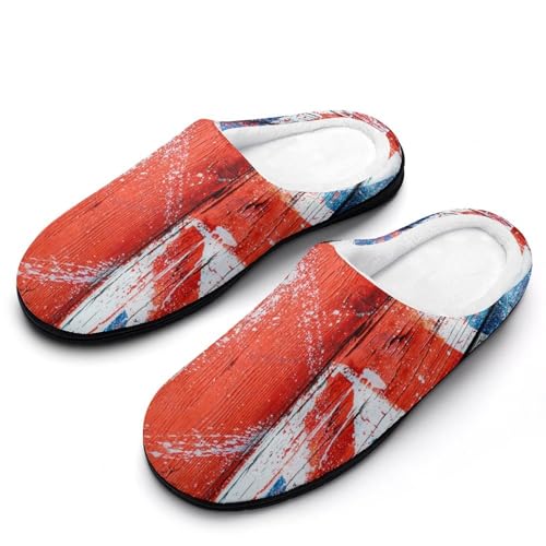 MQPYWLH Union Jack Hausschuhe Damen Warme Kunstwolle Memory Foam Slippers Rutschfeste Pantoffeln von MQPYWLH
