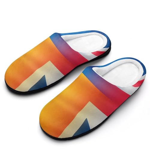 MQPYWLH Union Jack Hausschuhe Damen Warme Kunstwolle Memory Foam Slippers Rutschfeste Pantoffeln von MQPYWLH