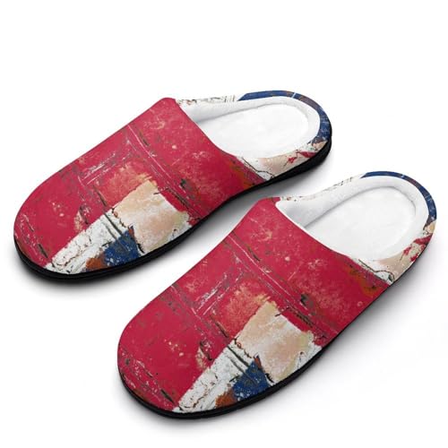 MQPYWLH Union Jack Hausschuhe Damen Warme Kunstwolle Memory Foam Slippers Rutschfeste Pantoffeln von MQPYWLH