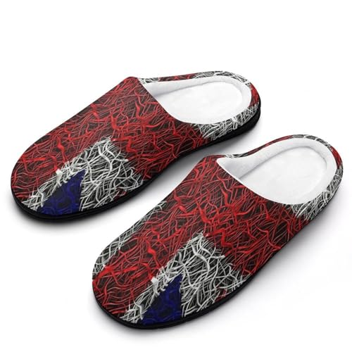 MQPYWLH Union Jack Hausschuhe Damen Warme Kunstwolle Memory Foam Slippers Rutschfeste Pantoffeln von MQPYWLH