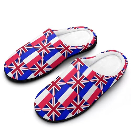 MQPYWLH Union Jack Hausschuhe Damen Warme Kunstwolle Memory Foam Slippers Rutschfeste Pantoffeln von MQPYWLH