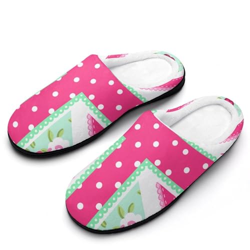 MQPYWLH Union Jack Hausschuhe Damen Warme Kunstwolle Memory Foam Slippers Rutschfeste Pantoffeln von MQPYWLH
