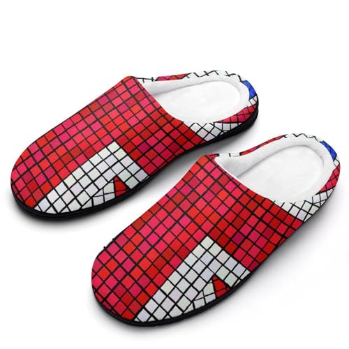MQPYWLH Union Jack Hausschuhe Damen Warme Kunstwolle Memory Foam Slippers Rutschfeste Pantoffeln von MQPYWLH