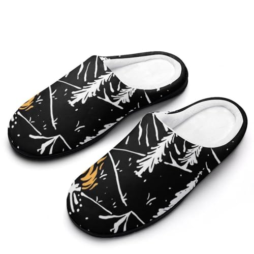 MQPYWLH Wald Mond Hausschuhe Damen Warme Kunstwolle Memory Foam Slippers Rutschfeste Pantoffeln von MQPYWLH
