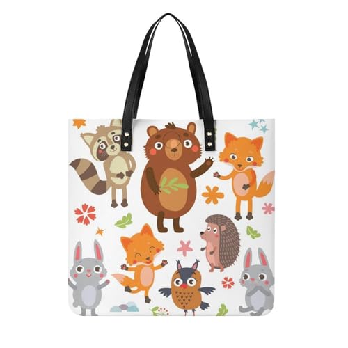 MQPYWLH Waschbär Eule Damen Shopper Handtasche Umhängetasche Schultertasche Für Büro Schule Einkauf 39x39cm von MQPYWLH