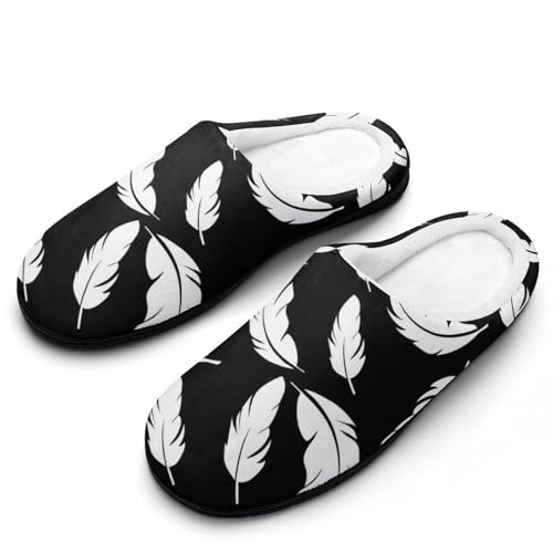 MQPYWLH Weiße Feder Hausschuhe Damen Warme Kunstwolle Memory Foam Slippers Rutschfeste Pantoffeln von MQPYWLH