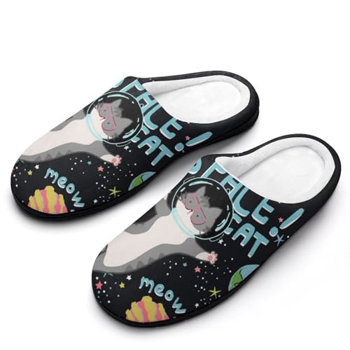 MQPYWLH Weltraumkatze Hausschuhe Damen Warme Kunstwolle Memory Foam Slippers Rutschfeste Pantoffeln MQPYWLH Weltraumkatze Hausschuhe Damen Warme Kunstwolle Memory Foam Slippers Rutschfeste Pantoffeln von MQPYWLH