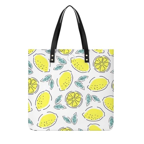 MQPYWLH Zitronenblätter Damen Shopper Handtasche Umhängetasche Schultertasche Für Büro Schule Einkauf 39x39cm von MQPYWLH