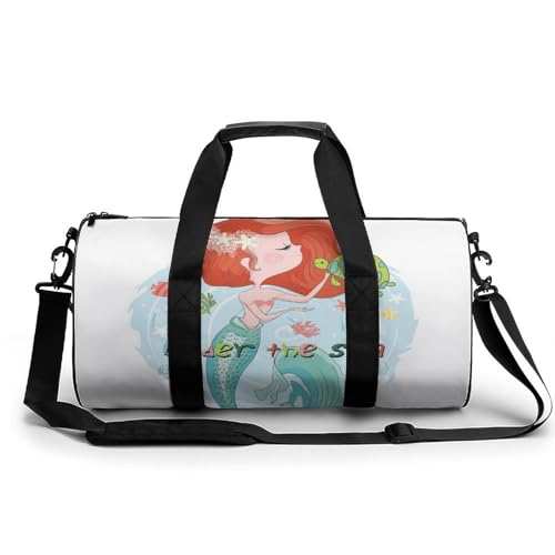 Meerjungfrau-Mädchen Sport Duffel Bag Sporttasche Reisetasche Handgepäck Tasche Schwimmtasche Weekender Bag 45x23x23cm von MQPYWLH
