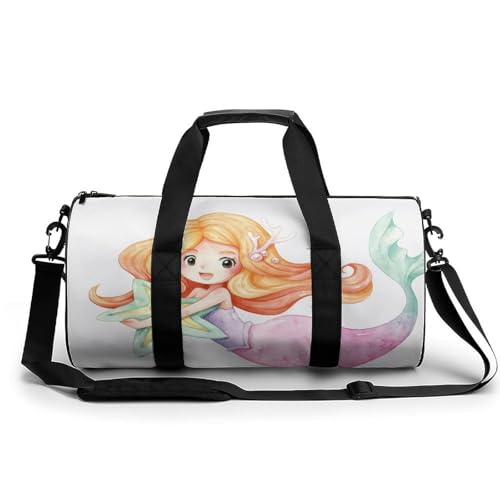 Meerjungfrau Mädchen Sport Duffel Bag Sporttasche Reisetasche Handgepäck Tasche Schwimmtasche Weekender Bag 45x23x23cm von MQPYWLH