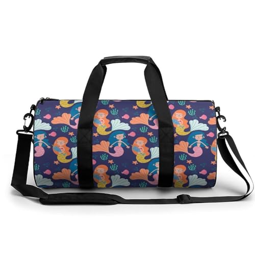 Meerjungfrauen Mädchen Sport Duffel Bag Sporttasche Reisetasche Handgepäck Tasche Schwimmtasche Weekender Bag 45x23x23cm von MQPYWLH