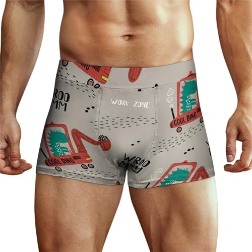 MQRBFLM Dinosaurier Bagger Herren Boxershorts Trunk Shorts Boxer Atmungsaktiv Unterwäsche Unterhosen von MQRBFLM