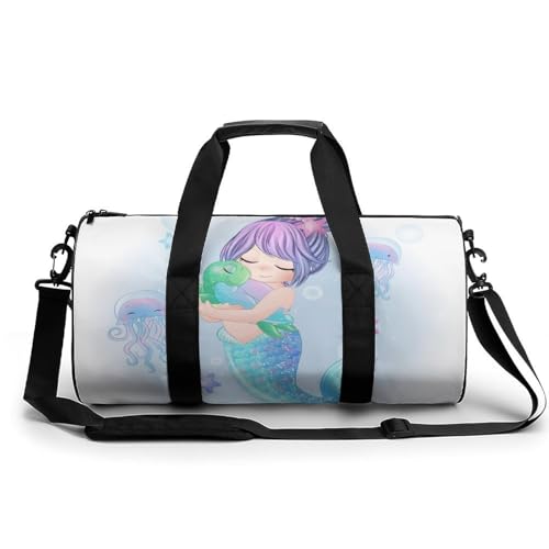 Meerjungfrau Mädchen Sport Duffel Bag Sporttasche Reisetasche Handgepäck Tasche Schwimmtasche Weekender Bag 45x23x23cm von MQRBFLM