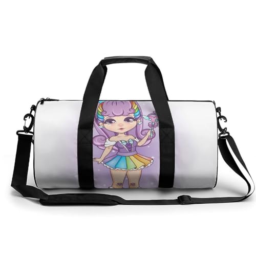 Regenbogen Mädchen Sport Duffel Bag Sporttasche Reisetasche Handgepäck Tasche Schwimmtasche Weekender Bag 45x23x23cm von MQRBFLM